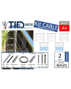 Kit 2 lignes de câble inox Ø4 longueur 7m