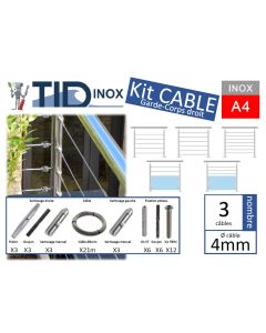 Kit 3 lignes de câble inox Ø4 longueur 7m