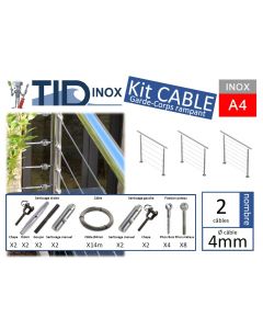 Kit 2 câbles inox Ø4 longueur 7m rampant