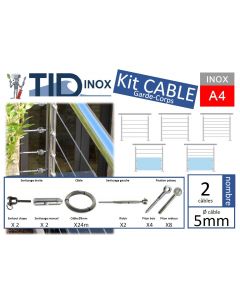 Kit 2 câbles inox Ø5 longueur 12m