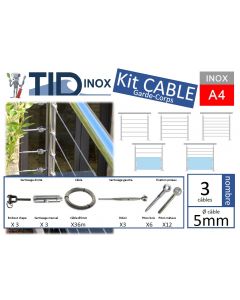 Kit 3 câbles inox Ø5 longueur 12m